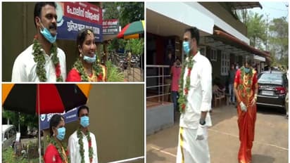 പൊലീസ് സ്റ്റേഷനില്‍ കേക്ക് മുറിച്ചും ചടങ്ങുകള്‍ ലളിതമാക്കിയും വിവാഹം; കുമ്പളയിലെ സിപിഒ അനീഷിന്‍റെ മാതൃക