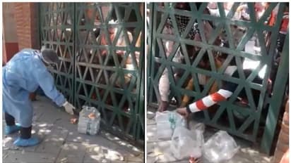 ക്വാറന്റൈനിലുള്ളവര്ക്ക് യുപിയില് ഭക്ഷണം വലിച്ചെറിഞ്ഞ് കൊടുക്കുന്നു; രാജ്യത്തിന് അപമാനമാകുന്ന വീഡിയോ