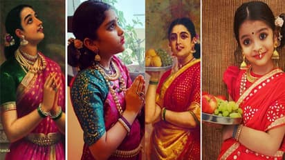 രാജാ രവി വർമ്മയുടെ ചിത്രങ്ങളായി സുന്ദരിക്കുട്ടികൾ; ഒരുക്കിയത് അമ്മ