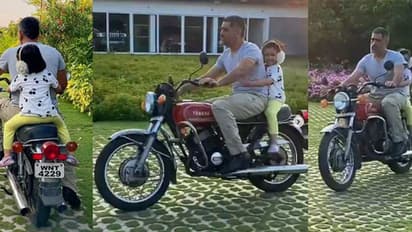 ഉദ്യാനത്തിലൂടെ ബൈക്കടുത്ത് കറങ്ങി ധോണിയും സിവയും; സാക്ഷിയുടെ വീഡിയോ വൈറല്