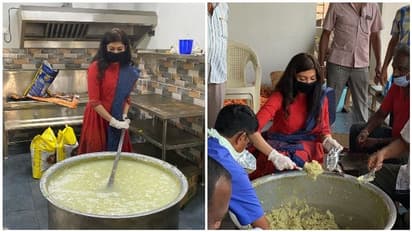 முகத்தில் மாஸ்க்.. கையில் கிளவுஸ்..! 75000 மக்களுக்கு பசியை போக்க வேலை செய்யும் சூர்யா - கார்த்தி பட நடிகை!