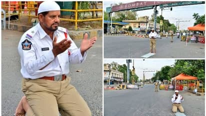 റമദാന് മാസത്തില് കൊവിഡ് 19 ഡ്യൂട്ടി; റോഡില് നിസ്കരിച്ച് പൊലീസുകാരന്, കയ്യടിച്ച് സമൂഹമാധ്യമങ്ങള്