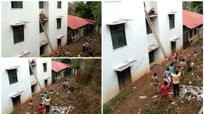 ഒറ്റപ്പാലത്ത് കൊവിഡ് കെയര് സെന്ററിന്റെ ജനല്വഴി രക്ഷപ്പെടാന് ശ്രമിച്ച യുവതി സണ്ഷെയ്ഡില് കുടുങ്ങി