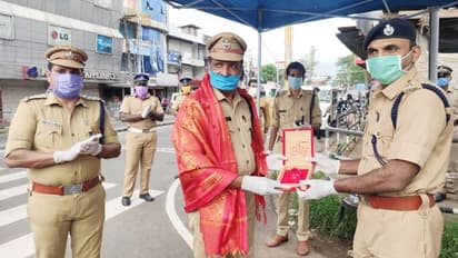 ഒരു മാസമായി വിശ്രമമില്ലാതെ സേവനം; വിരമിച്ച പൊലീസ് ഉദ്യോഗസ്ഥന് കൊവിഡ് ഡ്യൂട്ടിക്കിടെ യാത്രയയപ്പ്