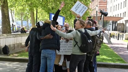 Protesters take part in group hug to defy lockdown in London