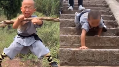 বিচিত্র মুখভঙ্গিতে মার্শাল আর্ট চর্চা একরত্তির, নেট দুনিয়ায় ভাইরাল লিটল জ্যাকি চ্যান