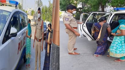 కరీంనగర్ పోలీసుల మానవత్వం... నొప్పులతో బాధపడుతున్న గర్భిణికి సాయం