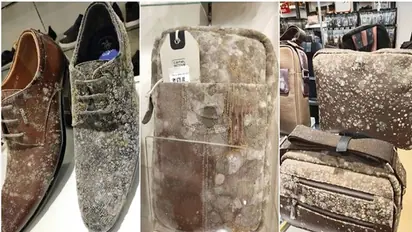 Lockdown ruins leather products in Malaysian mall as mould covers them
