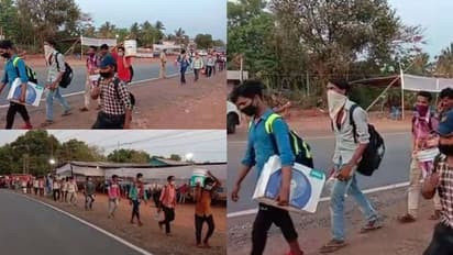 കേരളത്തിലും കൂട്ടപ്പലായനം: കിലോമീറ്ററുകൾ നടന്നെത്തിയ അതിഥി തൊഴിലാളികളെ അതിർത്തിയിൽ തടഞ്ഞു