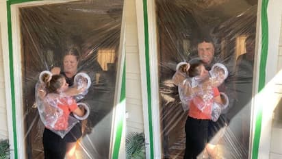 കൊവിഡ് കാലത്ത് മുത്തശ്ശനെയും മുത്തശ്ശിയെയും കെട്ടിപ്പിടിക്കാന്‍ പത്ത് വയസ്സുകാരി കണ്ടെത്തിയ മാര്‍ഗം...