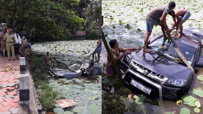നിര്ത്തിട്ടിരുന്ന കാര് ഉരുണ്ട് വെള്ളയാണി കായലില് മുങ്ങി താണു