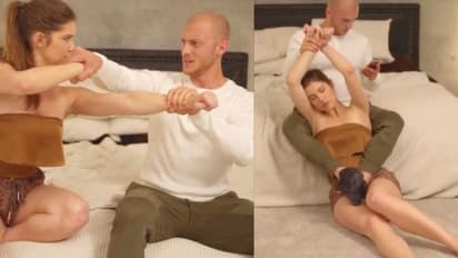 சண்டைபோட்ட நடிகையை அடக்கிய காதலன்! மயக்கம் வந்தது போல் நடித்து அந்த இடத்தில் அடித்துவிட்டு எஸ்கேப்! வீடியோ