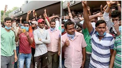 അതിഥി തൊഴിലാളികള് സംഘടിച്ച് പ്രതിഷേധിക്കുന്നു, നാട്ടിലേക്ക് പോകണമെന്ന് ആവശ്യം