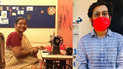 പാവപ്പെട്ടവർക്ക് സൗജന്യമായി മാസ്ക്കുകൾ തയ്ച്ച് നൽകി അമ്മയും മകനും; ഇത് കൊവിഡ് കാലത്തെ നല്ലമാതൃക