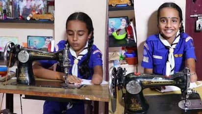 ഒറ്റക്കൈ കൊണ്ട് മാസ്‌കുകള്‍ തുന്നി പത്തുവയസ്സുകാരി; പ്രചോദനമെന്ന് സോഷ്യല്‍ മീഡിയ