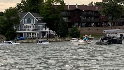 ಮುಳುಗುತ್ತಿರುವ ಬೋಟ್ ರಕ್ಷಿಸಲು ಕೆರೆಗೆ ಜೀಪ್, ಪಿಕ್ಅಪ್ ಇಳಿಸಿ ಕೈಸುಟ್ಟುಕೊಂಡ ಮಾಲೀಕ!