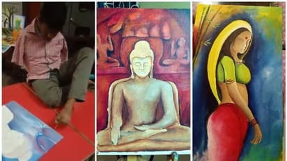 കൈകളില്ലാത്ത ചിത്രകാരൻ, കാലുകൊണ്ട് വരച്ച ചിത്രങ്ങളാണിവ...