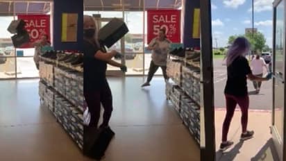 మాస్క్ పెట్టుకోమన్నందుకు.. స్టోర్ సిబ్బందిపై షూ విసిరి కారులో పరార్