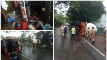 തലശ്ശേരി കോടതിക്ക് സമീപം ഗ്യാസ് ടാങ്കർ മറിഞ്ഞു; കോടതികളുടെ പ്രവർത്തനം നിർത്തിവച്ചു