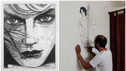 'വർക്ക് ഫ്രം ഹോമി'ന്റെ വിരസതയെ ചുവരിലെ സ്കെച്ചുകൾ കൊണ്ട് മറികടന്ന് രാജീവ്...