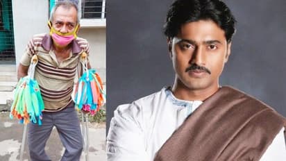 প্রতিবন্ধকতা ও প্রাণের ভয়কে উপেক্ষা করে মাস্ক বিক্রি অমল ভৌমিকের, বয়স্ক মানুষটির পাশে দাঁড়ালেন দেব