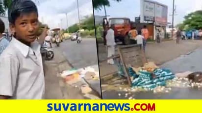 ದರ್ಪಕ್ಕೇನು ಹೇಳೋಣ, 100 ರೂ.  ಲಂಚ ಕೊಡದ ಬಾಲಕನ ಮೊಟ್ಟೆ ಗಾಡಿ ಪುಡಿಪುಡಿ