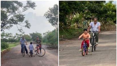 മകനൊപ്പം സൈക്കിള് സവാരി, ചിത്രങ്ങള് പങ്കുവെച്ച് പ്രകാശ് രാജ്