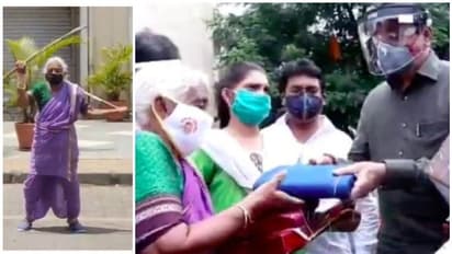 വടി ചുഴറ്റി വൈറലായ 'ആജി മാ'യെ കാണാൻ മന്ത്രിയെത്തി; സാരിയും പണവും സമ്മാനമായി നൽകി; വൈറലായി വീഡിയോ