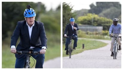 ব্রিটেনে উড়ল মেড-ইন-ইন্ডিয়ার জয়ধ্বজা, ভারতের সাইকেলে সওয়ারি হলেন প্রধানমন্ত্রী বরিস জনসন