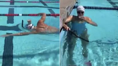 തലയില് ഒരു ഗ്ലാസ് പാല്; ഒരു തുള്ളി പോലും കളയാതെ നീന്തുന്ന താരം; വീഡിയോ വൈറല്