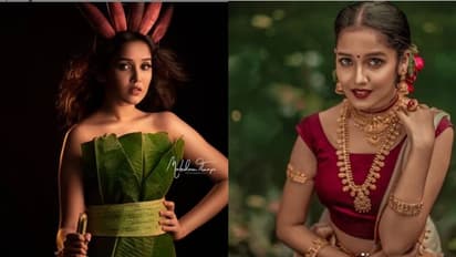 വാഴയിലയുടുത്ത് വെറൈറ്റി ഫോട്ടോഷൂട്ട് ചിത്രങ്ങളുമായി അനിഖ സുരേന്ദ്രൻ