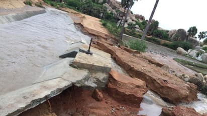 ಗಂಗಾವತಿ: 15 ದಿನದಲ್ಲಿ ಎರಡು ಬಾರಿ ಮಳೆ ನೀರಿಗೆ ಕೊಚ್ಚಿ ಹೋದ ವಿಜಯನಗರ ಕಾಲುವೆ..!