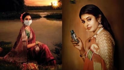 രാജാ രവി വർമ്മ ചിത്രങ്ങളുടെ 'കൊവിഡ് വേർഷനു'മായി ആർദ്ര ദാസ്