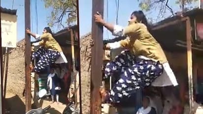 ইলেকট্রিক পোলে খালি পায়ে তড়তড়িয়ে উঠে গেলেন মহিলা, নিমেষে ভাইরাল হলেন দেশি 'স্পাইডার ওম্যান'