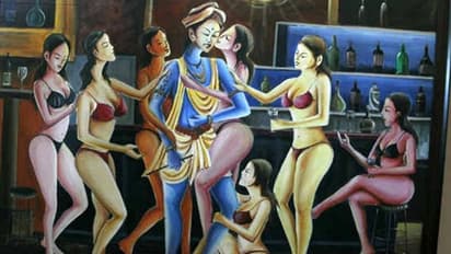 Muslim artist portrays Lord Krishna to be with women clad in bikinis. Isn’t this blasphemy?