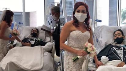 ആശുപത്രിക്കിടക്കയില് വിവാഹം; കൊവിഡ് ചികിത്സയിലിരിക്കെ കാമുകിയെ ജീവിതപങ്കാളിയാക്കി യുവാവ്; വീഡിയോ