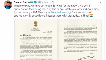 ‘Generations will remember you’: Full text of PM Modi’s letter to Suresh Raina