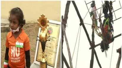 തലകീഴായിക്കിടന്ന് 13 മിനിറ്റില് 111 അമ്പുകള് ലക്ഷ്യത്തിലെത്തിച്ച് 5 വയസുകാരി