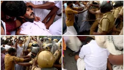 തീപിടിത്തത്തിൽ ആളിക്കത്തി പ്രതിഷേധം; സെക്രട്ടേറിയറ്റിന് മുന്നിൽ പൊലീസ് ലാത്തി വീശി