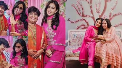 പിങ്ക് സല്‍വാറില്‍ കയ്യില്‍ മെഹന്തിയുമായി സാറ; ചിത്രങ്ങള്‍ വൈറല്‍