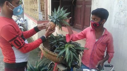 লকডাউনের জেরে সংসারে অভাব, পড়াশোনা শিকেয় তুলে আনারস বিক্রি করছে স্কুলছাত্র