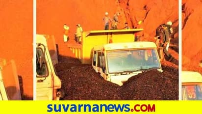 ಸಂಡೂರಲ್ಲಿ ಭಾರೀ ಮಳೆ: ಮಣ್ಣು ಕುಸಿತ, ಮುಚ್ಚಿದ ಲಾರಿ