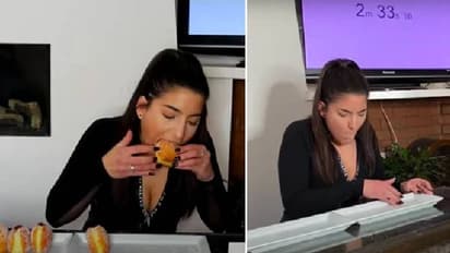 മൂന്നുമിനിറ്റിനുള്ളിൽ നിങ്ങള്‍ക്ക് എത്ര ഡോനട്ടുകൾ കഴിക്കാനാകും? ഗിന്നസ് റെക്കോർഡിട്ട് യുവതി; വീഡിയോ