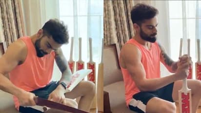 ఐపీఎల్ 2020: అందరూ ప్రాక్టీస్లో బిజీగా ఉంటే.... బ్యాట్లు బాగుచేస్తున్న కోహ్లీ