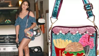 ಸಾರಾ ಹೆಗಲಲ್ಲಿ ಶೈನಿಂಗ್ ಬ್ಯಾಗ್: ಬ್ಯಾಗ್ ತುಂಬಾ ಬರ್ಗರ್, ಐಸ್‌ಕ್ರೀಂ..!