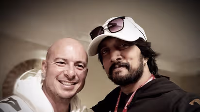 Kiccha Sudeep shows off cricketing skills on sets of Phantom