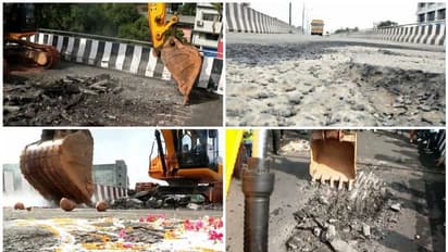 പാലാരിവട്ടം പാലം പൊളിച്ചു തുടങ്ങി,ആദ്യം ടാറ് ഇളക്കിമാറ്റൽ, ഇബ്രാഹിം കുഞ്ഞിനെതിരെ നടപടിയാവശ്യപ്പെട്ട് പ്രതിഷേധം