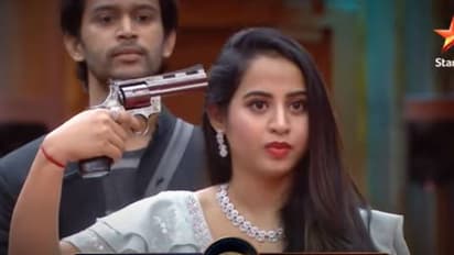 బిగ్‌బాస్‌ 4 నాల్గోవారంః గన్‌ పేలింది.. స్వాతి దీక్షిత్‌ ఔట్‌.. కన్నీళ్ళు పెట్టుకున్న నోయల్‌