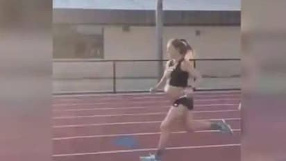 ഭർത്താവിന്‍റെ വെല്ലുവിളി ഏറ്റെടുത്തു; ഒമ്പതാം മാസത്തിൽ അഞ്ചുമിനിറ്റിനുള്ളിൽ 1.6 കി.മീ ഓടി യുവതി