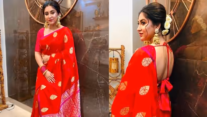 চতুর্থীতে ব্যাকলেসে ঐন্দ্রিলা, অভিনেত্রীর পুজোর সাজে মাতোয়ারা হবেন আপনিও